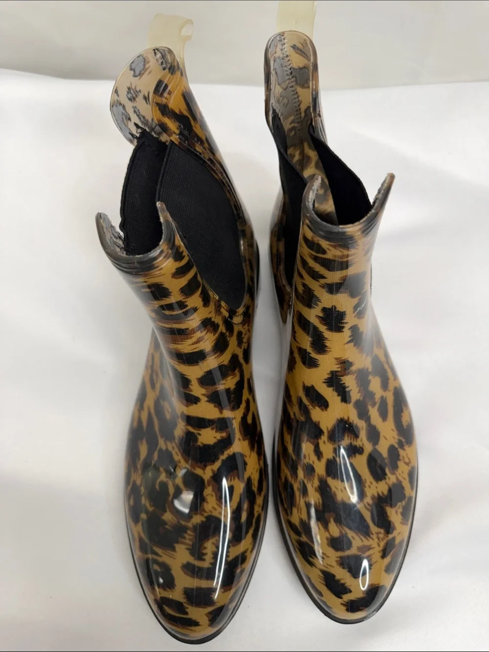 Leopard Print Chelsea Rain Boots - Women's Brown/Black